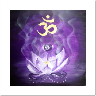 Om with lotus and all seeing eye Posters and Art